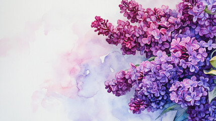 watercolor botanical Lilac flowers texture template background.Elegant wedding invitation card background . Minimal hand painted Design for wedding or Valentine's Day