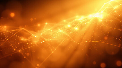 Abstract glowing network of interconnected nodes and lines, creating a futuristic digital background.