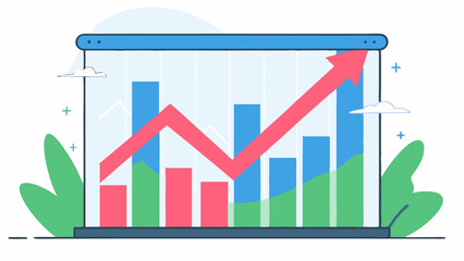 Stock Market Graph with Upward Trend Vector Illustration