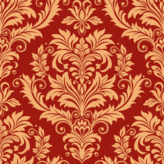 Damask seamless pattern, Ikat floral gothic background, ethnic oriental embroidery, Aztec style, baroque. Design for texture, fabric, clothing, decoration, fashion, textiles