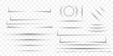 Realistic Paper Shadows with Curled Corners and Torn Effects for Web Design, Mockups, Presentations, and Branding Projects on Transparent Background. Vector Illustration