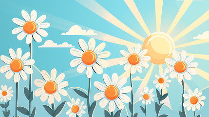 Fototapeta premium Sunny Daisies in a Summer Meadow
