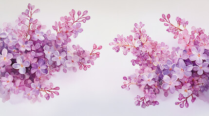 watercolor botanical Lilac flowers texture template background.Elegant wedding invitation card background . Minimal hand painted Design for wedding or Valentine's Day