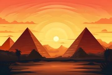 Pyramid Landscape Illustration Wallpaper, Pyramid Scenery Landscape, Pyramid Landscape Art, Pyramid Wallpaper, Pyramid Painting, Pyramid Background, Egypt Pyramid Landscape, Giza Pyramid Wall Art