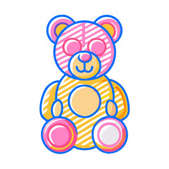 Obraz premium Colorful Cartoon Teddy Bear Icon on Transparent Background