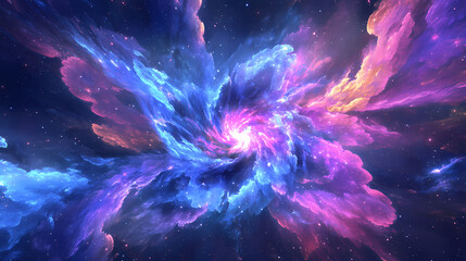 Captivating aurora over blooming cosmos a stunning visual symphony of nature's beauty and vibrant colors. Blooming Aurora. Illustration