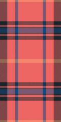Vibrant coral and navy plaid pattern, perfect for textile design, fashion, or website backgrounds.  This seamless texture offers a modern yet classic aesthetic, symbolizing warmth and style.