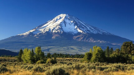 Naklejka premium Majestic snow-capped mountain peak.