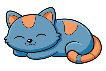 Cat cartoon sleeping isolated illustration on white background.