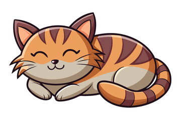 Cat cartoon sleeping isolated illustration on white background.
