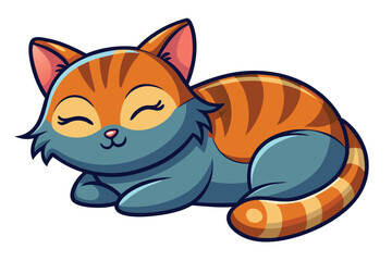 Cat cartoon sleeping isolated illustration on white background.