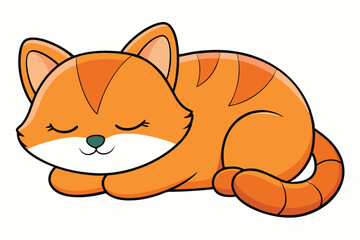 Cat cartoon sleeping isolated illustration on white background.