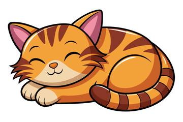 Cat cartoon sleeping isolated illustration on white background.