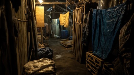 Dark Alleyway in a Poor Neighborhood at Night