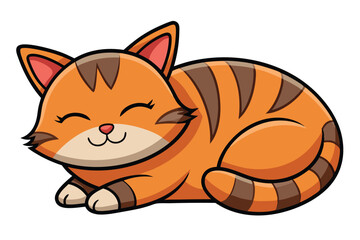 Cat cartoon sleeping isolated illustration on white background.