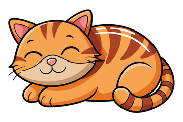 Cat cartoon sleeping isolated illustration on white background.