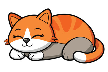 Cat cartoon sleeping isolated illustration on white background.