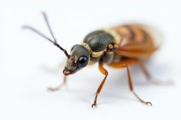 Naklejka premium Close-up of single insect on pure white background, white backdrop, bug photography