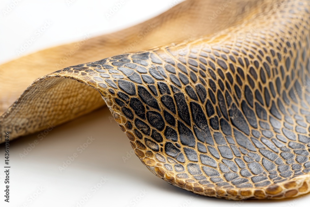 Aufkleber Detailed view of a reptile skin showing intricate scale patterns and textures under soft lighting in a close-up exploration