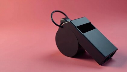 Black plastic whistle, simple design, smooth texture, minimal, dark, whistle