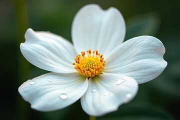 Obraz premium Glistening dewdrop on pristine white petal, isolated, light, reflect, morning