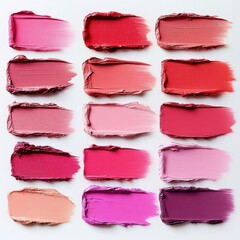Lipstick swatches in various pink shades
