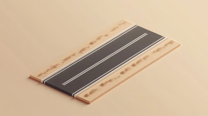 Abstract 3D Isometric Road with Lines and Soil Section for Highway Ad Design

