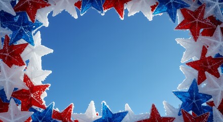 Obraz premium Patriotic star border on blue sky background