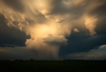 Fototapeta premium large cloud is in the sky above a field