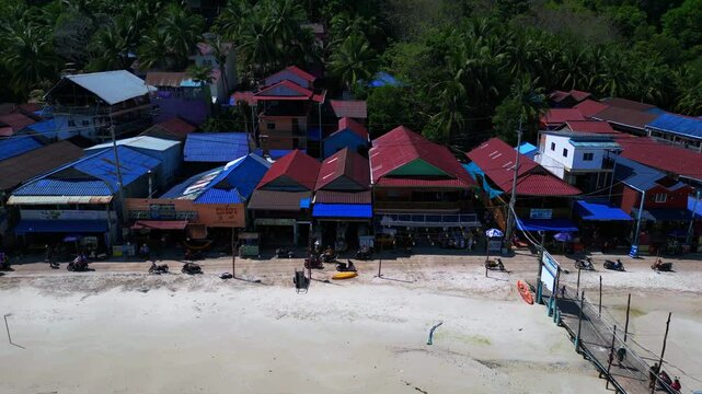 25.2.25 Ko Rong khm, Island Village on Beach. Stunning aerial view flight drone