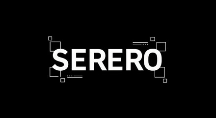 Serero text in white with geometric shapes on a black background for brand identity design element