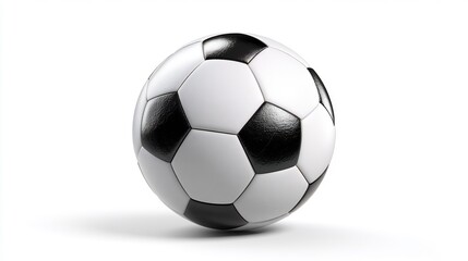 Fototapeta premium Classic soccer ball with black pentagons and white hexagons isolated on white