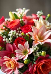 Obraz premium bouquet of flowers sitting on top of a table