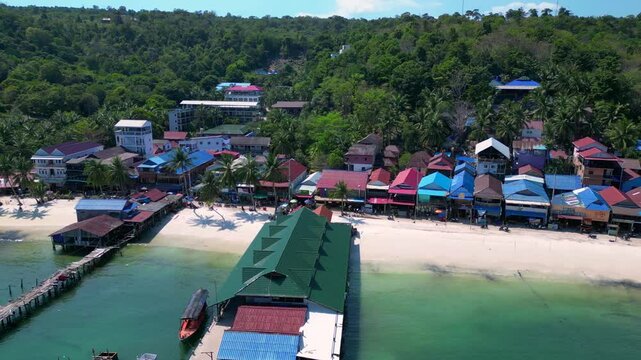 25.2.25 Ko Rong khm, Island Village on Beach. Best aerial view flight drone