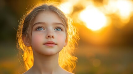 Fototapeta premium Child gazing at sunset