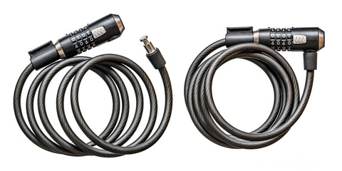 Cable lock with combination dial for securing bicycles, scooters, or unicycles, displayed on a...