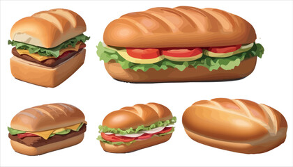 A group of sandwiches with different toppings