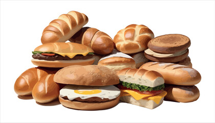 A group of sandwiches and bread