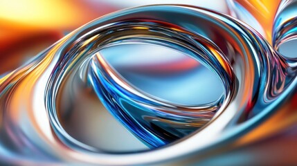 Abstract swirling metal forms in vibrant colors