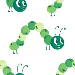 Kids seamless caterpillar cute pattern for fabrics and textiles and packaging and linens and wrapping paper