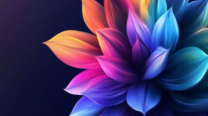 Vibrant Rainbow Flower Petals Dark Background