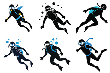 Free Diving and Scuba Diving Vector Art