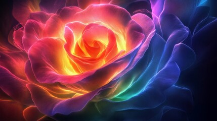 Obraz premium Rainbow Glowing Rose Digital Art