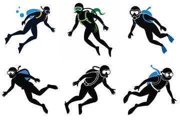Scuba Diving Clipart Vector Set
