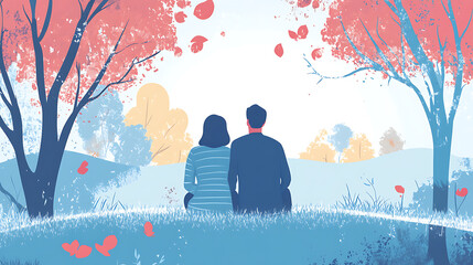 Illustration of a couple planning a secure retirement with wise investments (3)