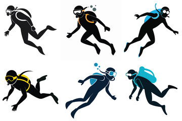 Diving Silhouette Vector Art Collection