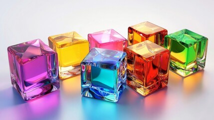Colorful Glass Cubes on a Bright Background