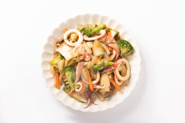 イカと野菜のオイスター炒め