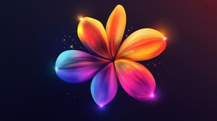 Fototapeta premium Abstract Glowing Colorful Flower on Dark Background