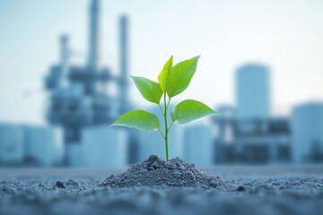 Green plant in the city, ecological concept.